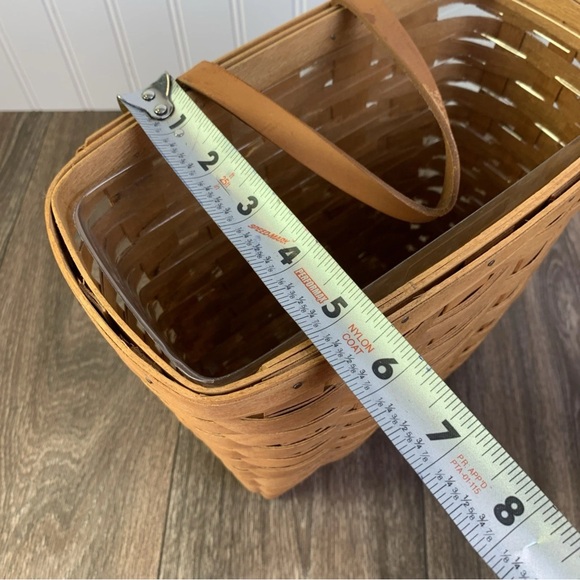 Vintage Longaberger Wall Hanging Tall Key Basket 9.5" Leather Strap & Liner - Picture 10 of 12